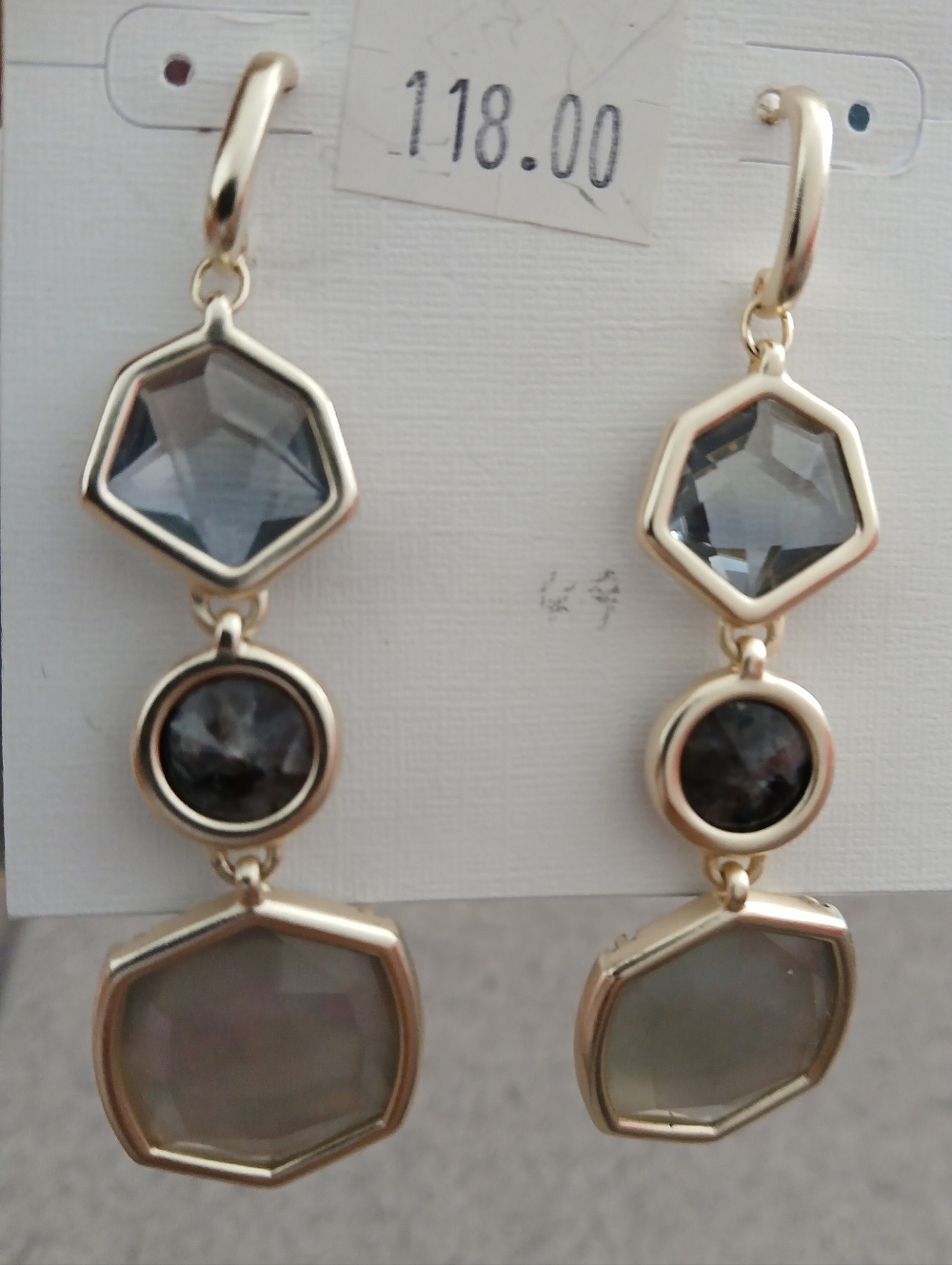 Kendra Scott Iridescent Gray Triple Drop Earrings - Gold - Picture 2 of 5